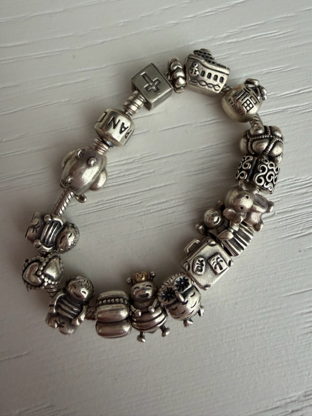 Pandora Silver Charm Bracelet with Whimsical Figurine Charms